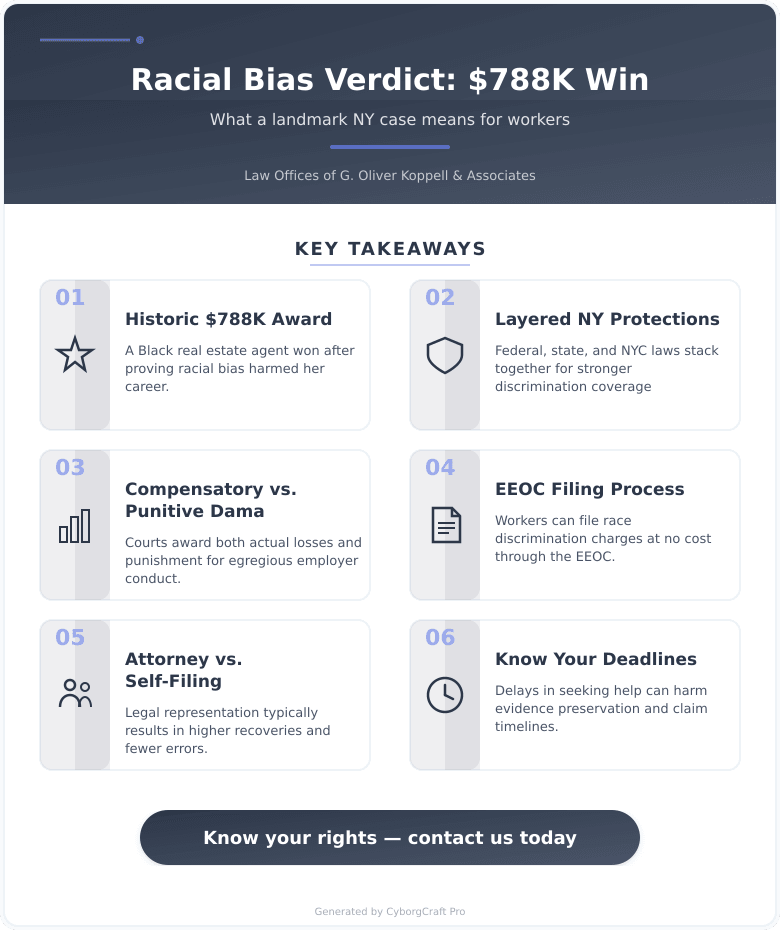 Infographic: A Black Real Estate Agent Just Won $788,000 for Racial Bias - What That Verdict Means for NY Workers - Key concepts and takeaways