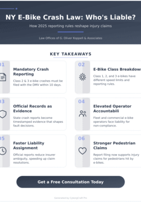 Infographic: New York's New E-Bike Crash Reporting Law Changed Who Can Be Held Liable - Here's How - Key concepts and takeaways