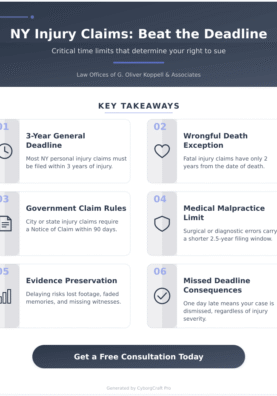 Infographic: The Hidden Deadline That Can Kill Your Injury Claim: New York's Three-Year Statute of Limitations Explained - Key concepts and takeaways