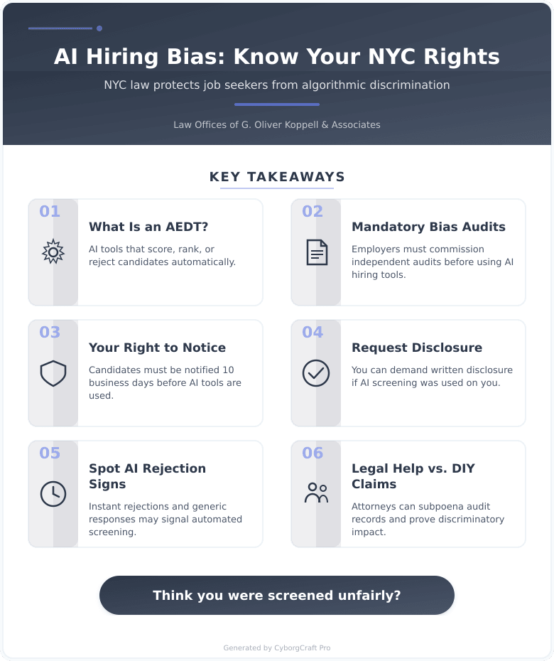 Infographic: Two-Thirds of Employers Now Use AI to Reject Candidates: Your Rights Under NYC's Bias-Audit Law - Key concepts and takeaways