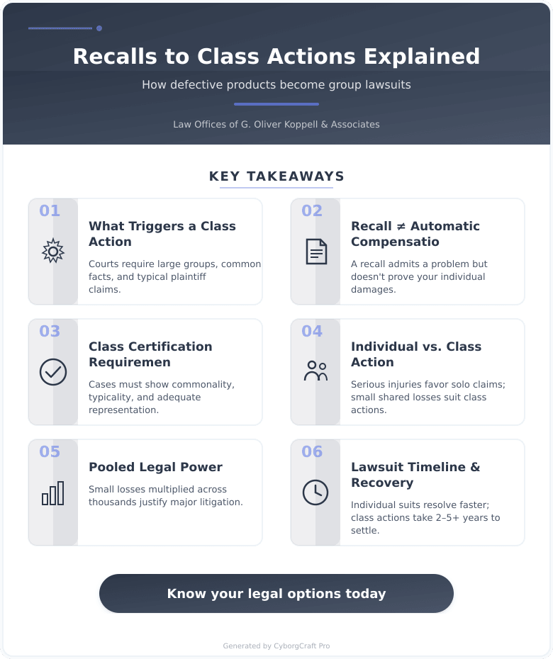 Infographic: When a Product Recall Becomes a Class Action: How Defective Goods Turn Into Group Lawsuits - Key concepts and takeaways