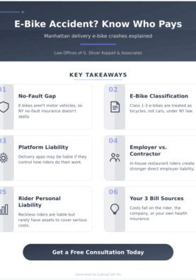 Infographic: Hit by a Delivery E-Bike in Manhattan? The Surprising Answer to Who Pays Your Medical Bills - Key concepts and takeaways