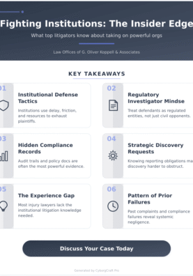 Infographic: What a Former Attorney General Knows That Most Injury Lawyers Don't About Fighting Institutions - Key concepts and takeaways