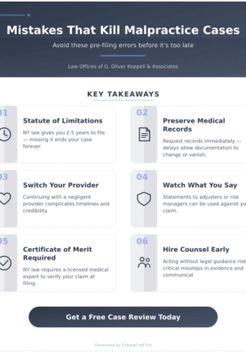 Infographic: The Medical Malpractice Mistakes That Quietly Destroy Strong Cases Before They Begin - Key concepts and takeaways